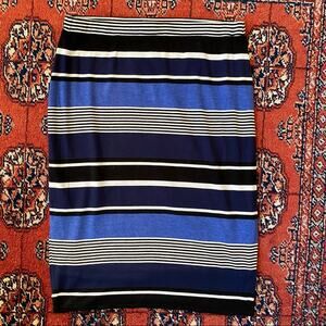 Sophie‎ Max XS Cobalt Blue / Black Striped Jersey Knit Pencil Skirt BRAND NEW!